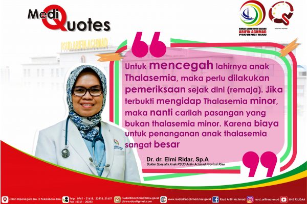 [Medik Quote] Ayo kita kenali penyakit Thalasemia dan pencegahannya..