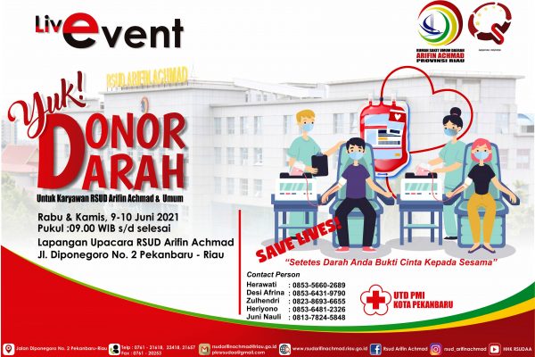 Ayo ikuti kegiatan donor darah di RSUD Arifin Achmad Provinsi Riau