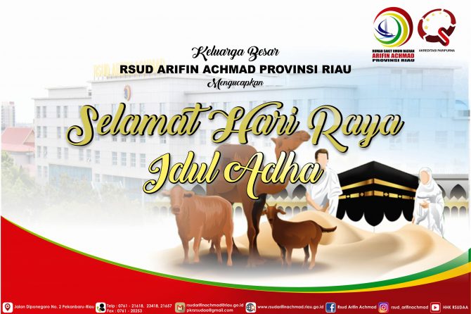 Keluarga besar RSUD Arifin Achmad Provinsi Riau mengucapkan selamat Hari Raya Idul Adha 1442 H.