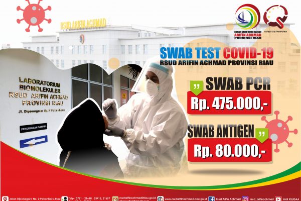 Tarif baru swab test PCR dan swab test Antigen RSUD Arifin Achmad Provinsi Riau