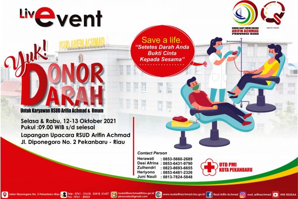 Ayo ikuti donor darah rutin RSUD Arifin Achmad Provinsi Riau