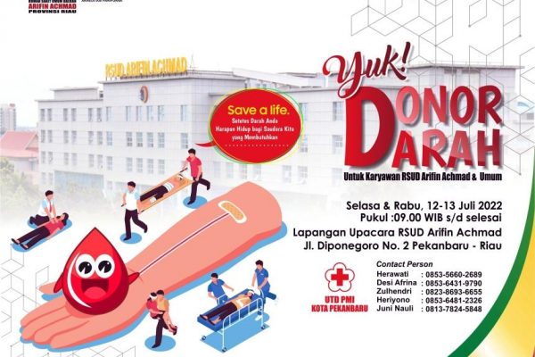 Ayo Ikuti Donor darah Rutin di RSUD Arifin Achmad Provinsi Riau