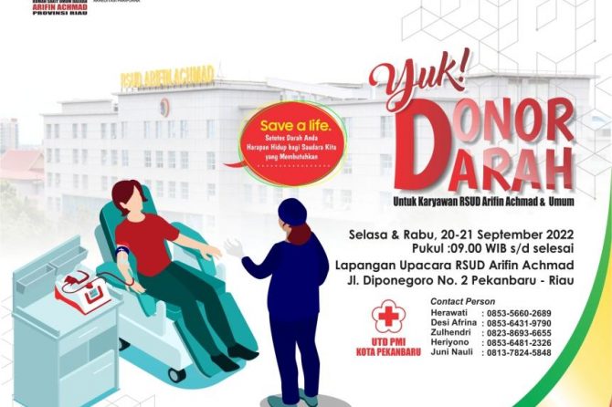 Ayo ikuti Donor darah di RSUD Arifin Achmad Provinsi Riau
