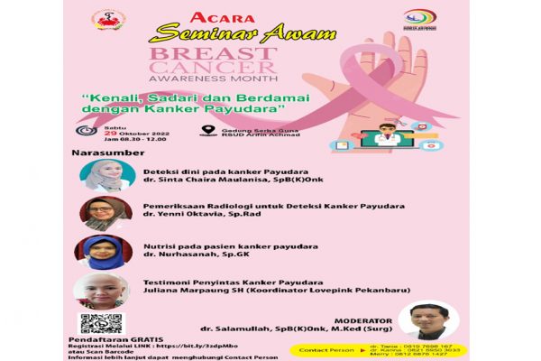 Ayo ikuti seminar awam “Kenali, Sadari dan Berdamai dengan Kanker Payudara” dan meriahkan acara CFD nya..