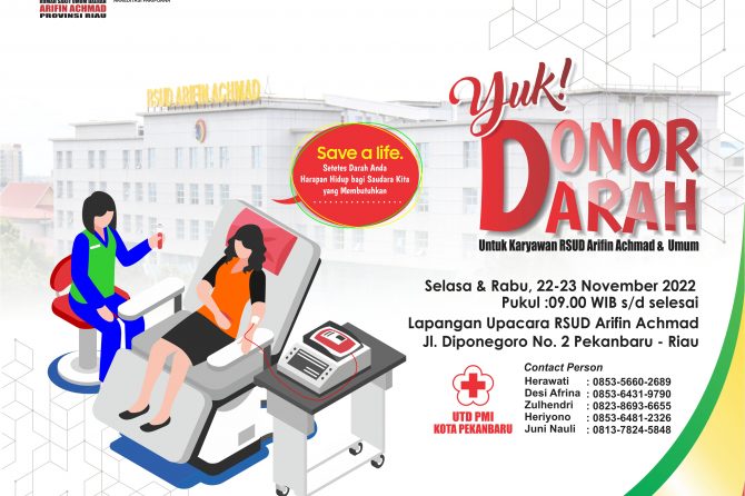 Ayo Ikuti Donor darah di RSUD Arifin Achmad Provinsi Riau