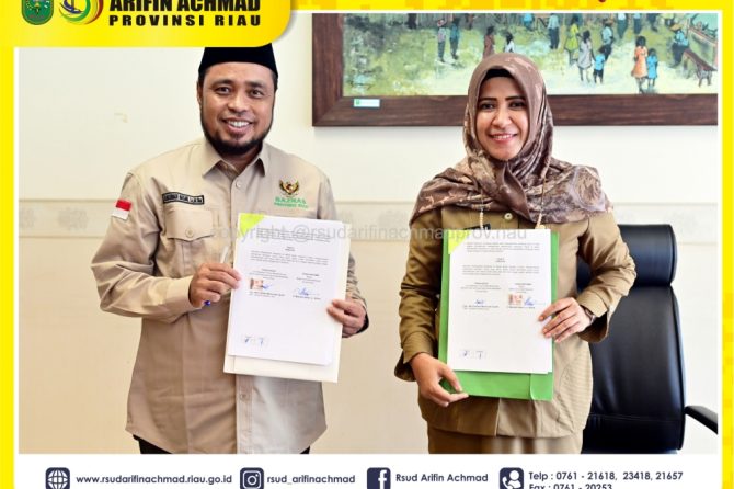 Bantu pasien tidak mampu, RSUD Arifin Achmad Provinsi Riau jalin MoU dengan BAZNAS Provinsi Riau