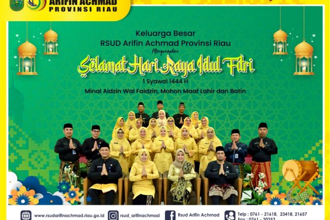Keluarga besar RSUD Arifin Achmad Provinsi Riau mengucapkan selamat Hari Raya Idul Fitri 1444 H