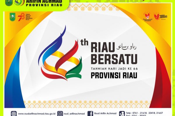 RSUD Arifin Achmad Provinsi Riau mengucapkan “Selamat Hari Jadi Provinsi Riau yang ke – 66 tahun”.