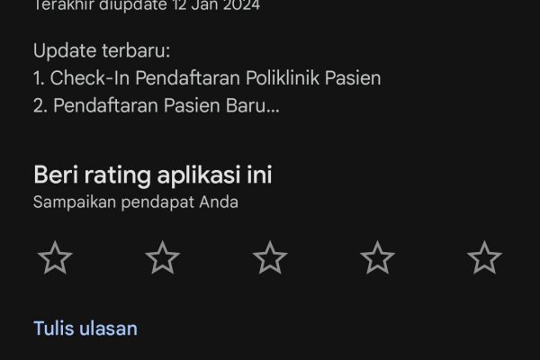 Pemberitahuan Update Aplikasi Mirai RSUD Arifin Achmad versi 2.0.7