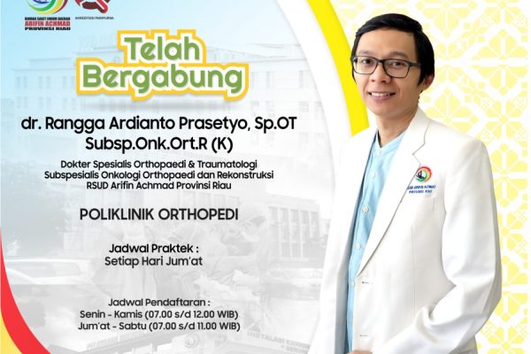 Selamat bergabung dr. Rangga Ardianto Prasetyo, Sp.OT., Subsp.Onk.Ort.R(K) dan dr. Akbar Shiddiq, Sp.PD di RSUD Arifin Achmad Provinsi Riau